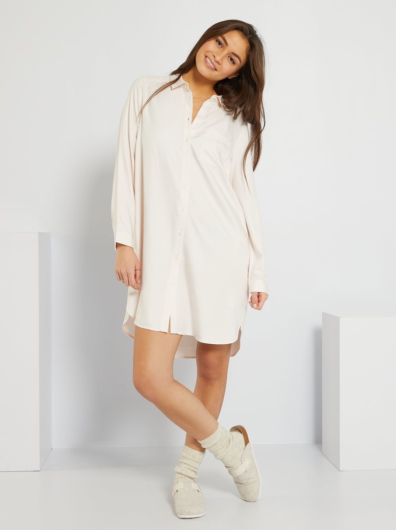 Chemise de nuit rose poudré - Kiabi
