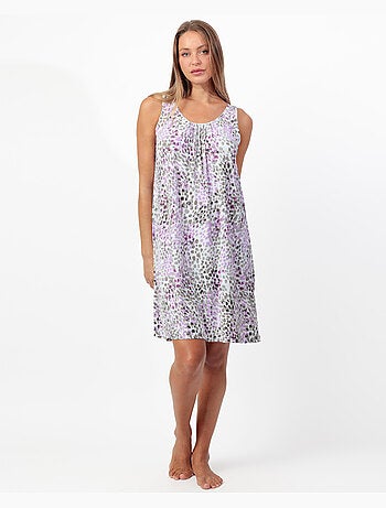 Chemise de nuit rose sans manches à imprimé animal pour femme ADMAS GARDEN