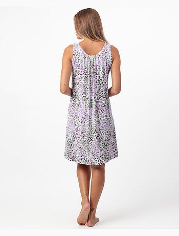Chemise de nuit rose sans manches à imprimé animal pour femme ADMAS GARDEN