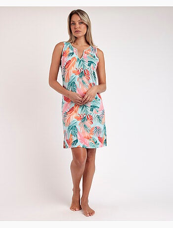 Chemise de nuit sans manches à feuilles colorées pour femme ADMAS GARDEN