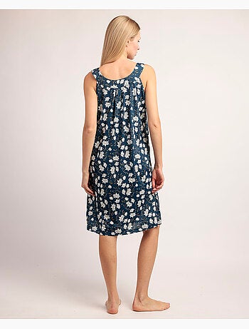 Chemise de nuit sans manches à fleurs bleu marine pour femme ADMAS GARDEN