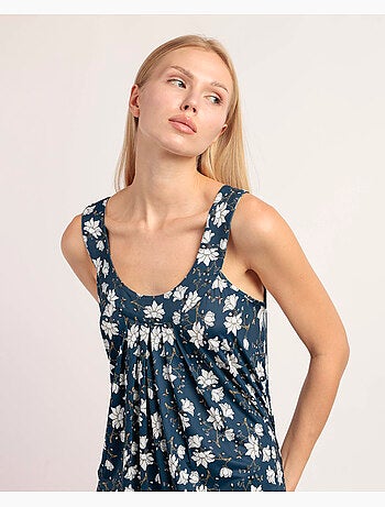 Chemise de nuit sans manches à fleurs bleu marine pour femme ADMAS GARDEN