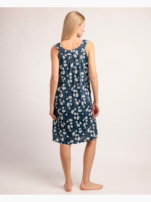 Chemise de nuit sans manches à fleurs bleu marine pour femme ADMAS GARDEN - Kiabi Chemise de nuit sans manches à fleurs bleu marine pour femme ADMAS GARDEN - Kiabi