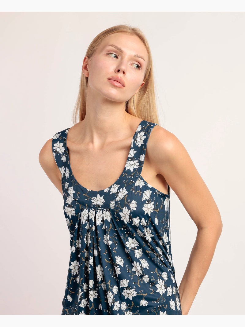 Chemise de nuit sans manches à fleurs bleu marine pour femme ADMAS GARDEN Bleu marine - Kiabi