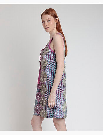 Chemise de nuit sans manches à fleurs mandala ADMAS pour femme