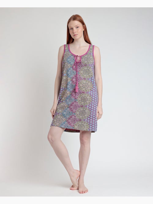 Chemise de nuit sans manches à fleurs mandala ADMAS pour femme - Kiabi Chemise de nuit sans manches à fleurs mandala ADMAS pour femme - Kiabi