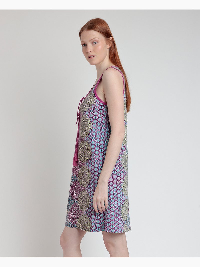 Chemise de nuit sans manches à fleurs mandala ADMAS pour femme Violet/Rose - Kiabi
