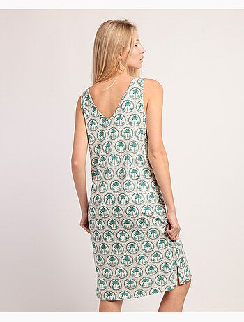 Chemise de nuit sans manches à motif mosaïque de palmiers ADMAS pour femme
