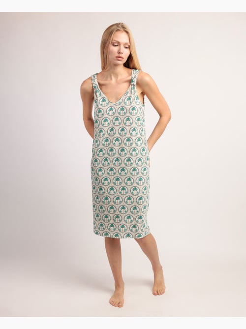 Chemise de nuit sans manches à motif mosaïque de palmiers ADMAS pour femme - Kiabi