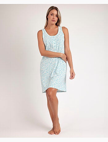 Chemise de nuit sans manches ADMAS CLASSIC pour femme, motif feuilles printanières
