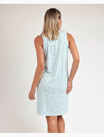 Chemise de nuit sans manches ADMAS CLASSIC pour femme, motif feuilles printanières