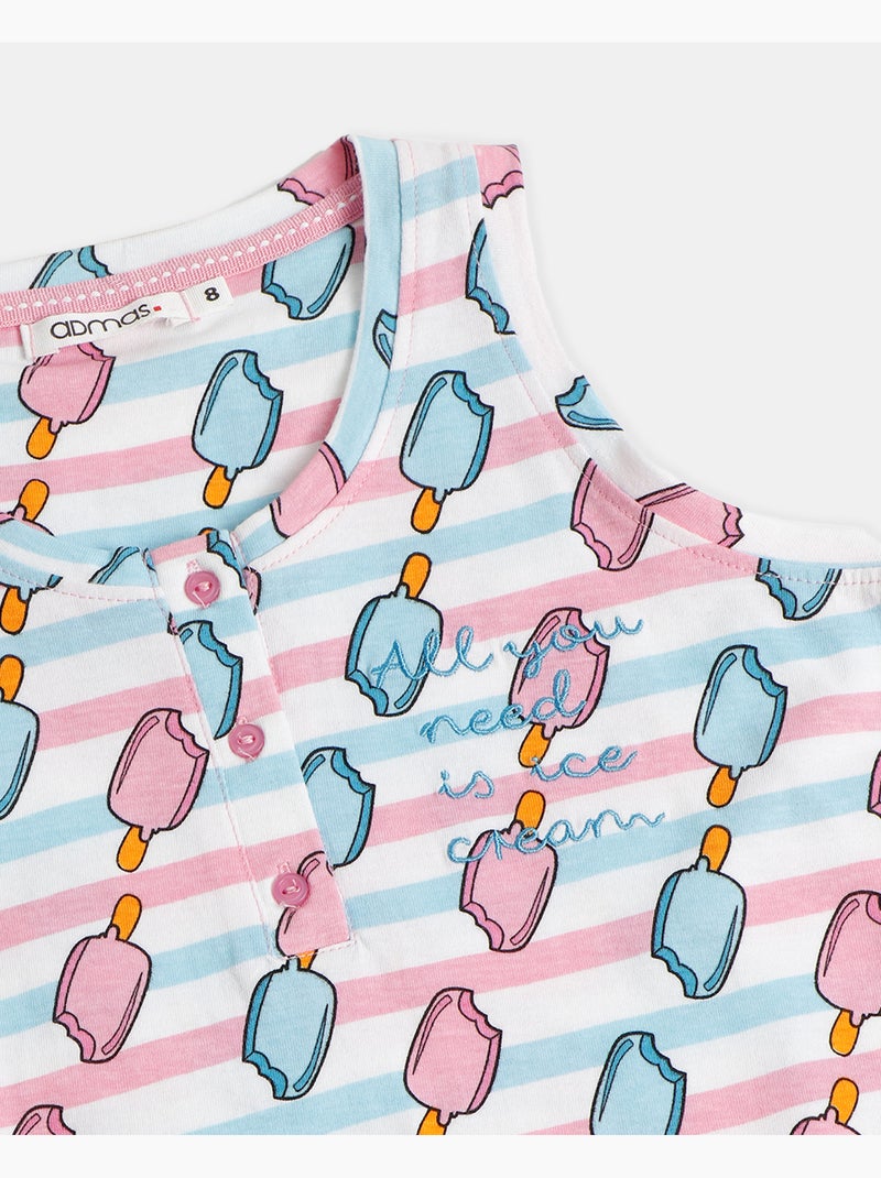 Chemise de nuit sans manches ADMAS Ice Cream pour filles Rose - Kiabi