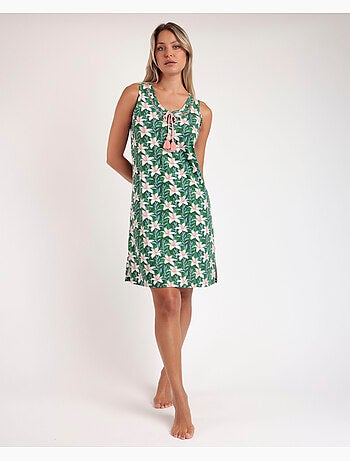 Chemise de nuit sans manches ADMAS pour femme, motif fleurs au soleil