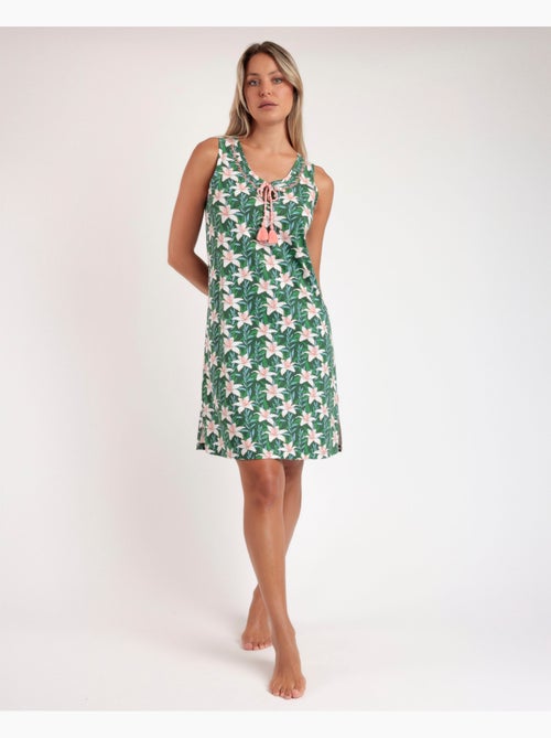 Chemise de nuit sans manches ADMAS pour femme, motif fleurs au soleil - Kiabi