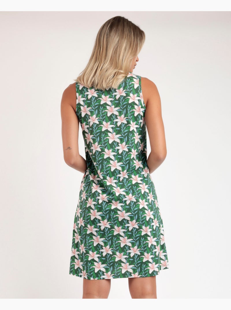 Chemise de nuit sans manches ADMAS pour femme, motif fleurs au soleil Vert - Kiabi