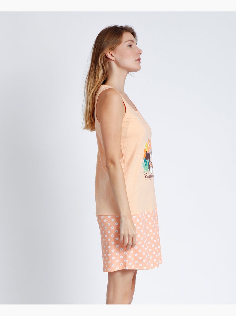 Chemise de nuit sans manches Minnie Flowers pour femme DISNEY Peche - Kiabi