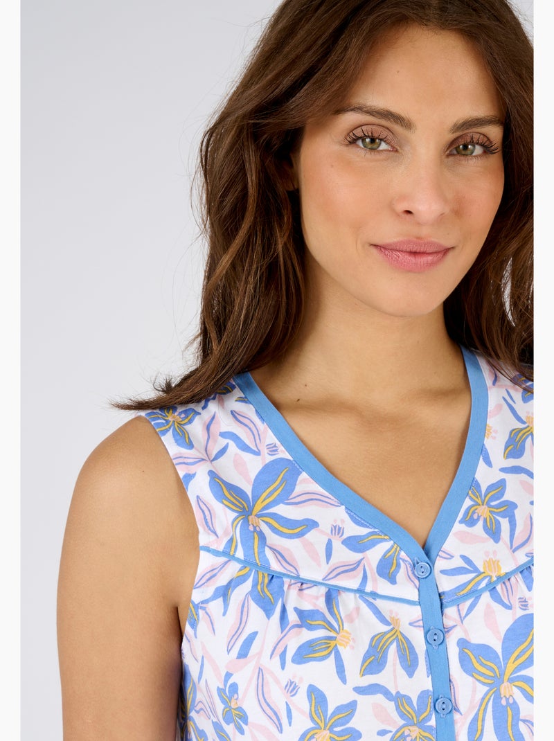 Chemise de nuit sans manches pur coton - Damart Blanc - Kiabi