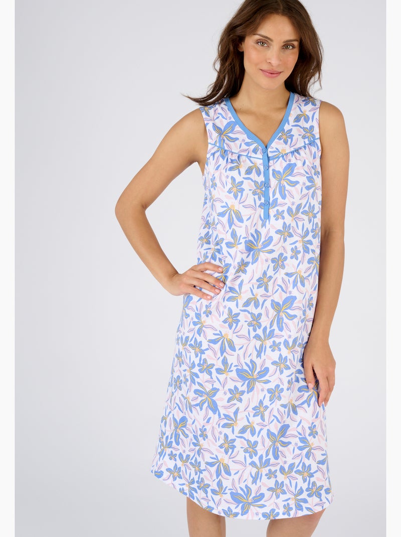 Chemise de nuit sans manches pur coton - Damart Blanc - Kiabi