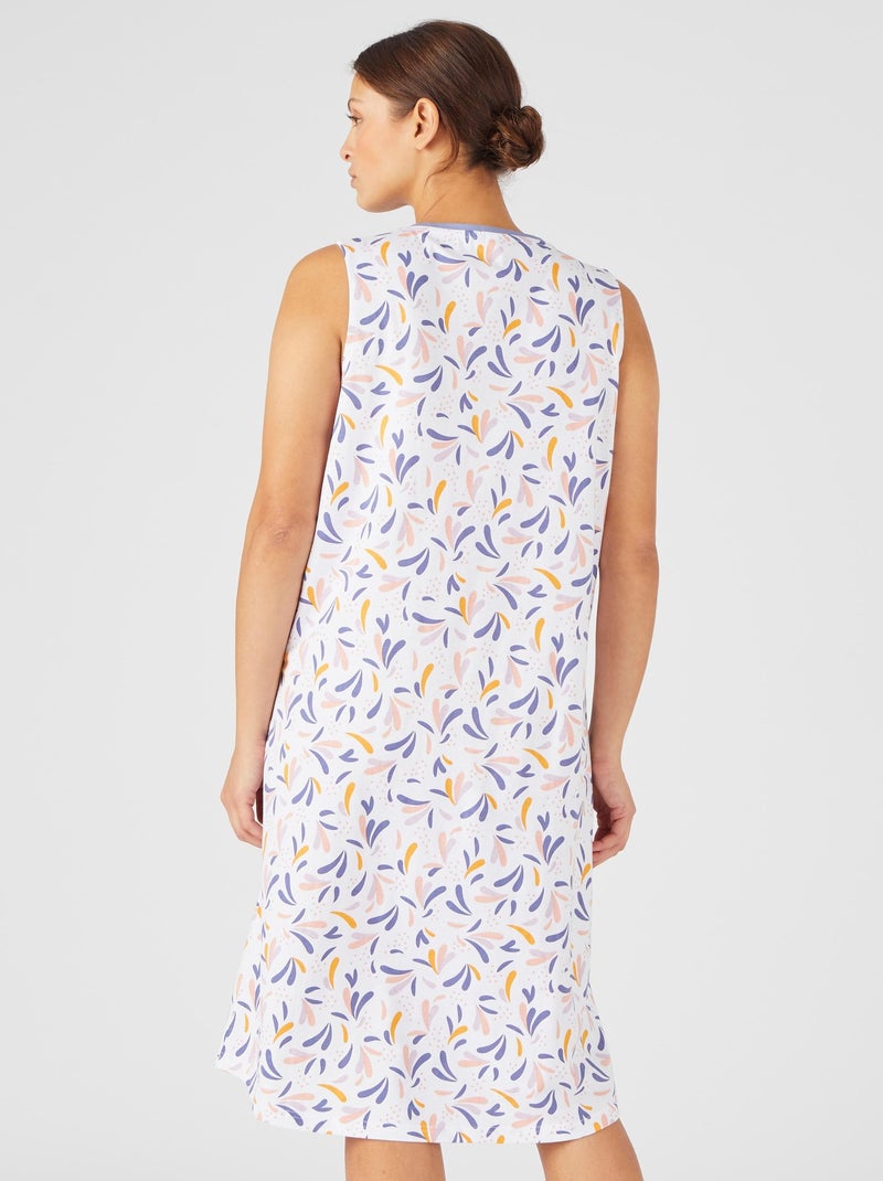 Chemise de nuit sans manches pur coton - Damart Bleu - Kiabi