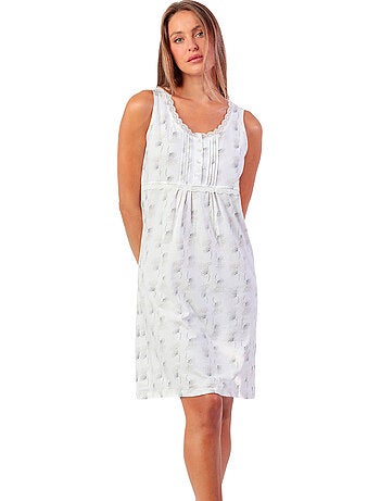 Chemise de nuit sans manches White And Grey