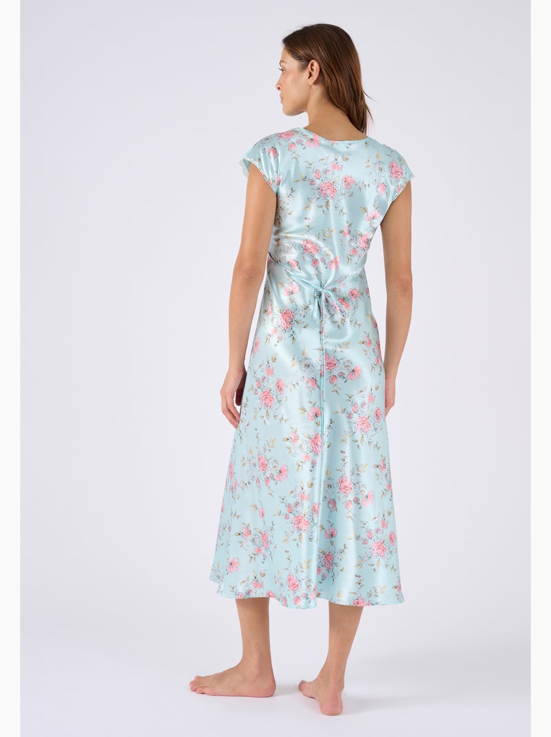 Chemise de nuit satin et dentelle - Damart Vert - Kiabi