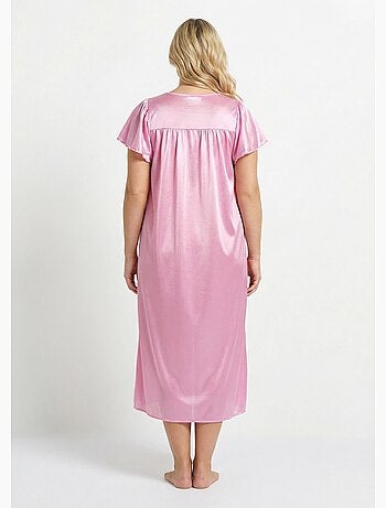 Chemise de nuit satinée longue antistatique dentelle - Afibel
