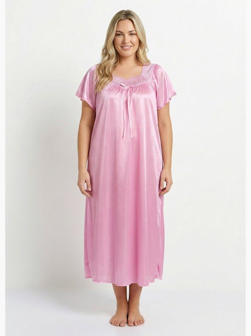 Chemise de nuit satinée longue antistatique dentelle - Afibel - Kiabi Chemise de nuit satinée longue antistatique dentelle - Afibel - Kiabi