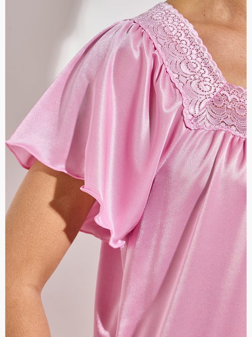 Chemise de nuit satinée longue antistatique dentelle - Afibel - Kiabi Chemise de nuit satinée longue antistatique dentelle - Afibel - Kiabi