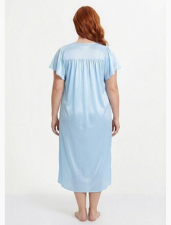 Chemise de nuit satinée longue antistatique dentelle - Afibel