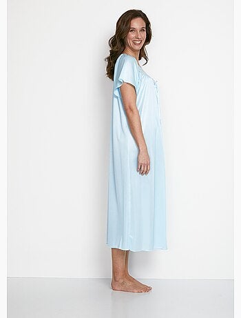 Chemise de nuit satinée longue antistatique dentelle - Afibel