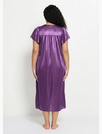 Chemise de nuit satinée longue antistatique dentelle - Afibel