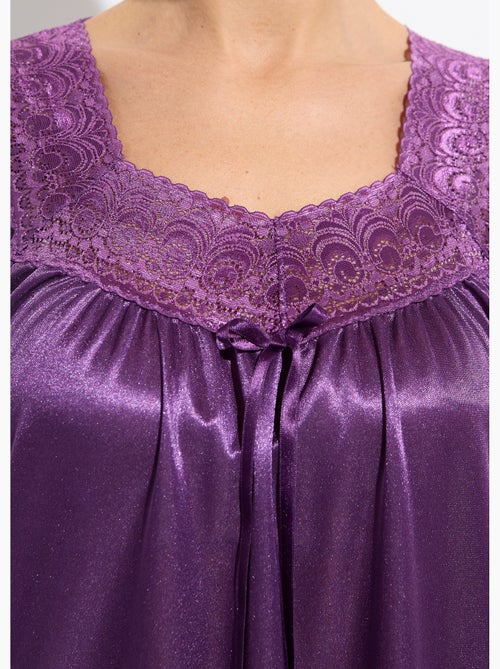 Chemise de nuit satinée longue antistatique dentelle - Afibel - Kiabi