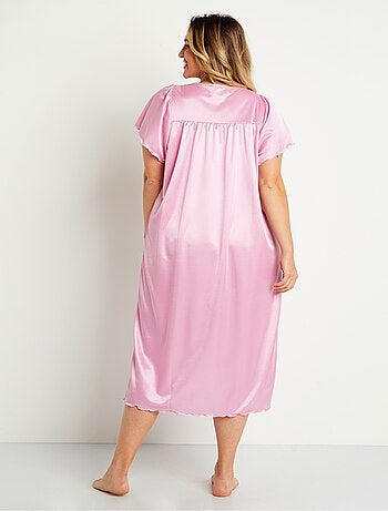 Chemise de nuit satinée longue antistatique dentelle