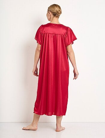 Chemise de nuit satinée longue antistatique dentelle