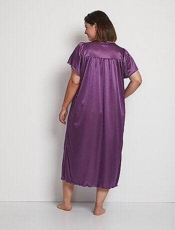 Chemise de nuit satinée longue antistatique dentelle
