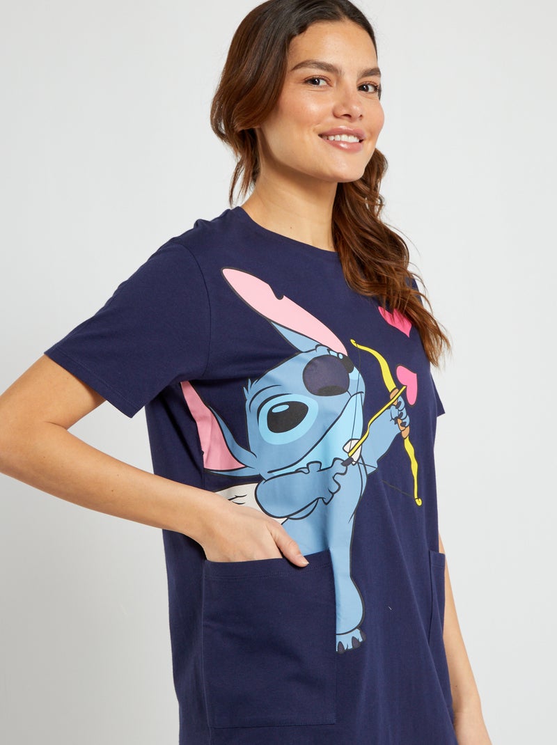 Chemise de nuit 'Stitch' bleu marine - Kiabi