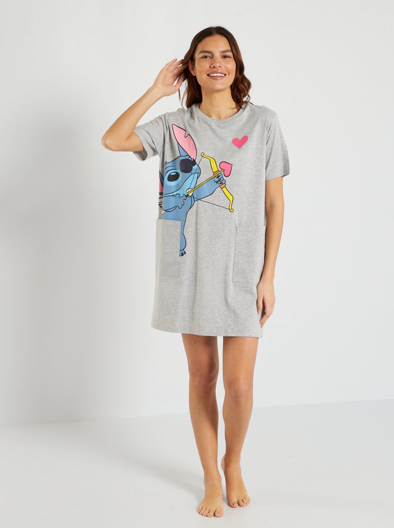 Chemise de nuit 'Stitch' gris - Kiabi