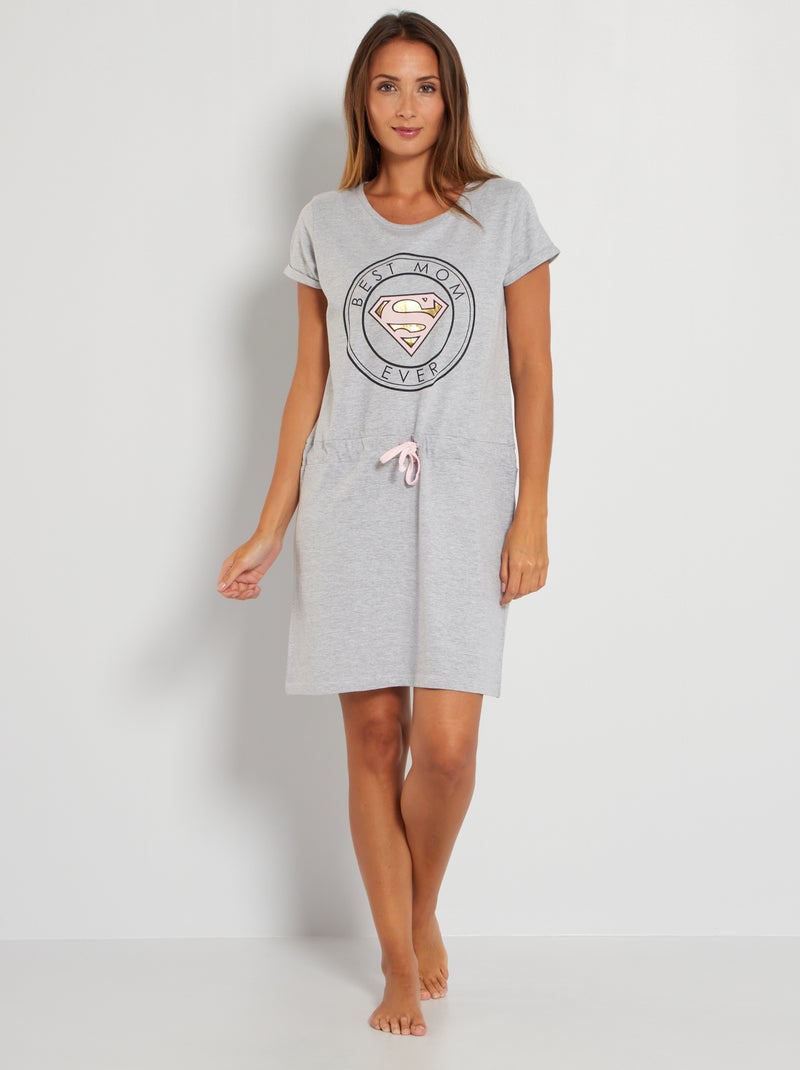 Chemise de nuit 'Superman' gris chiné - Kiabi