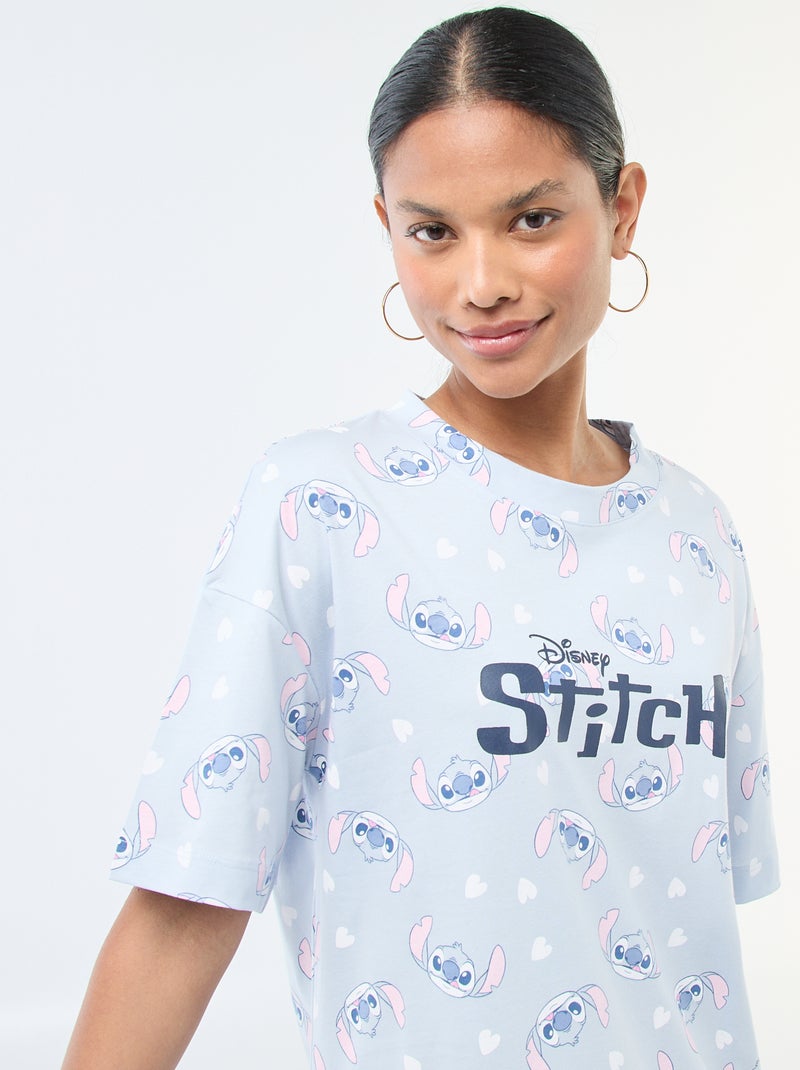 Chemise de nuit tee-shirt 'Stitch' Bleu - Kiabi