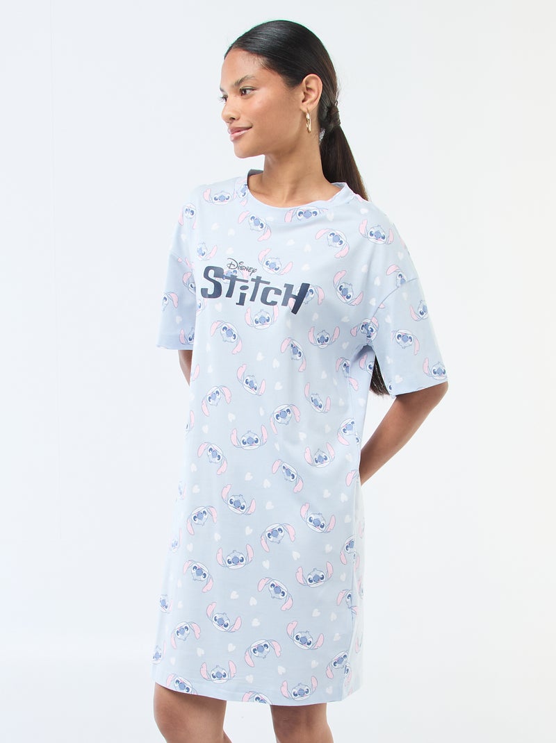 Chemise de nuit tee-shirt 'Stitch' Bleu - Kiabi