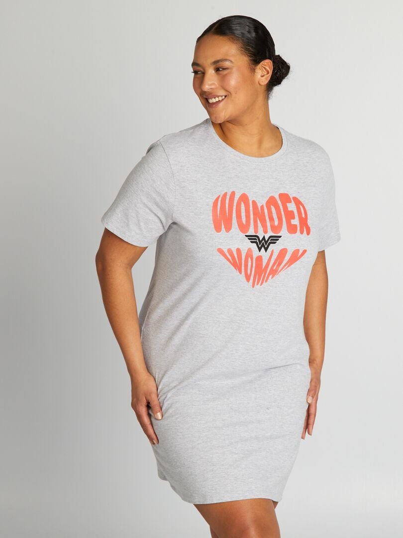 Chemise de nuit tee-shirt 'Wonder Woman' Gris - Kiabi