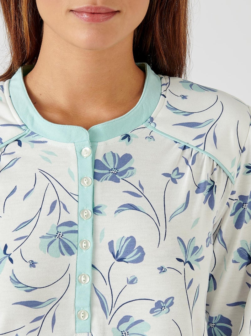 Chemise de nuit Thermolactyl avec chauffe-épaules  - Damart Bleu - Kiabi