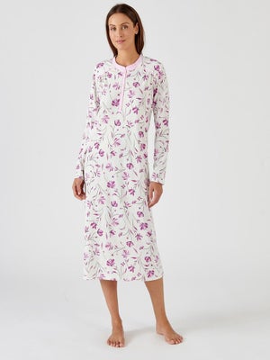 Chemise De Nuit Thermique Femme Manches Longues – Tissu Doux Coton/polyester, Coupe Confortable, Tailles M à 2XL