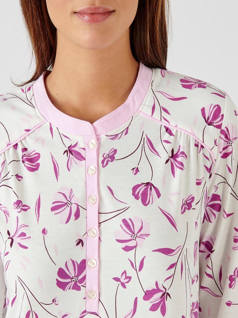 Chemise de nuit Thermolactyl avec chauffe-épaules  - Damart Rose - Kiabi