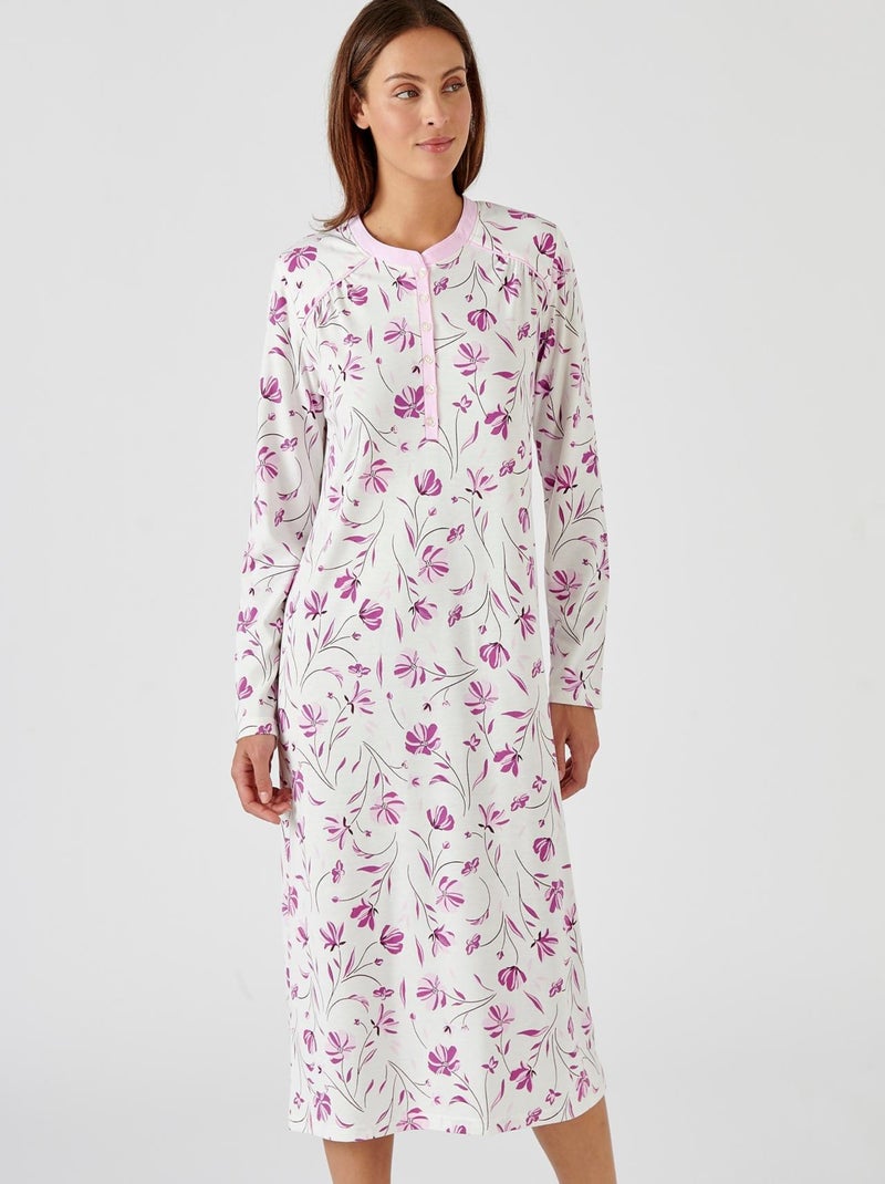 Chemise de nuit Thermolactyl avec chauffe-épaules  - Damart Rose - Kiabi