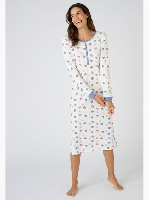Chemise de nuit Thermolactyl col boutonné - Damart - Kiabi