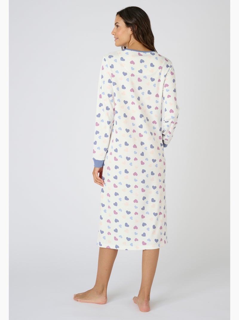 Chemise de nuit Thermolactyl col boutonné - Damart Bleu - Kiabi