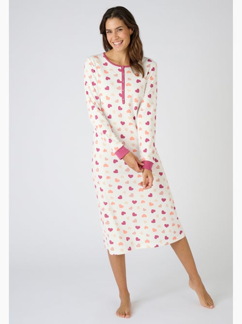 Chemise de nuit Thermolactyl col boutonné - Damart - Kiabi