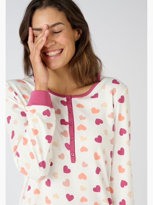Chemise de nuit Thermolactyl col boutonné - Damart - Kiabi