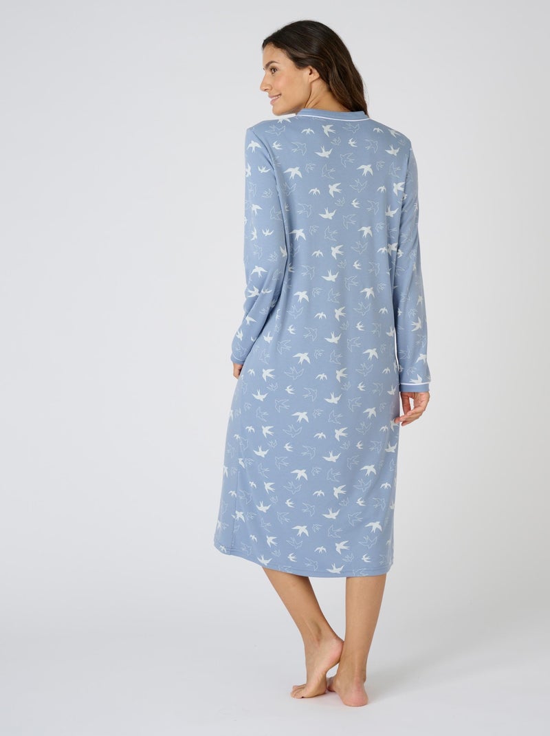 Chemise de nuit Thermolactyl en maille interlock - Damart Bleu - Kiabi